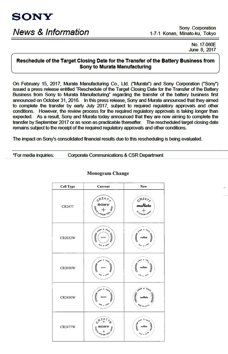 muRata CR2450W High Temperature -40℃ to 125℃ Industrial Lithium Cell ...