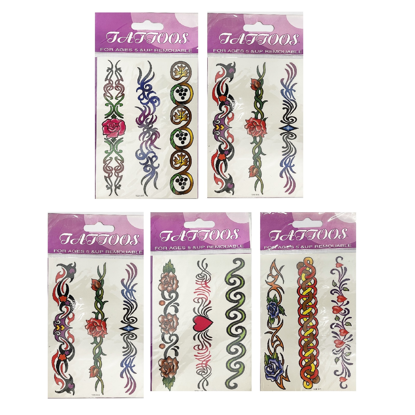 Temporary Flower Color Style Tattoos Sticker (Set of 4)