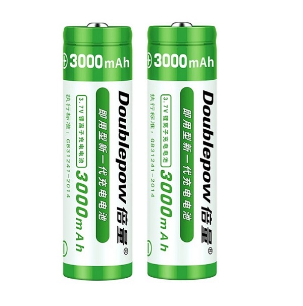 Doublepow 18650 3000MAh LSD Li-on Rechargeable Pointed Head Battery (2 Pieces)