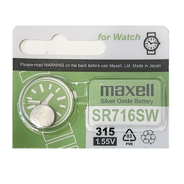 Maxell 315 SR716SW SR67 Silver Oxide Button Battery Green Card (1 Piece)
