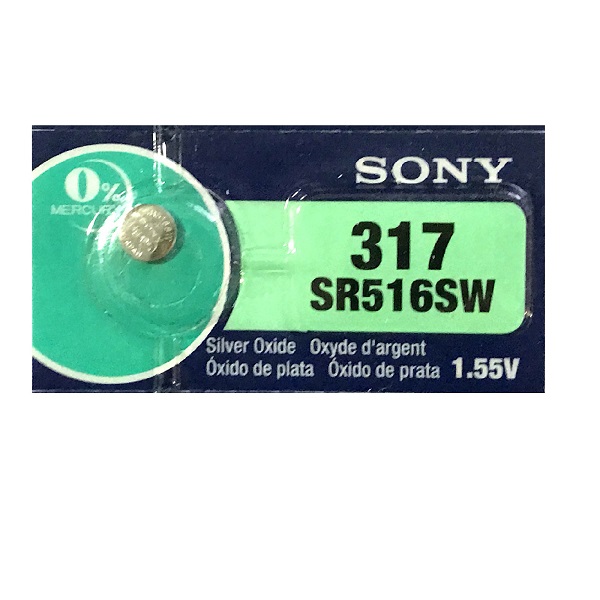 Sony 317 SR516SW SR62 Silver Oxide Button Battery (1 Piece)