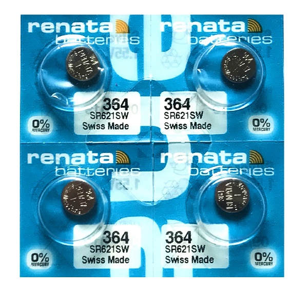 Renata 364 SR621SW AG1 LR621 Silver Oxide Button Battery (4 Pieces)