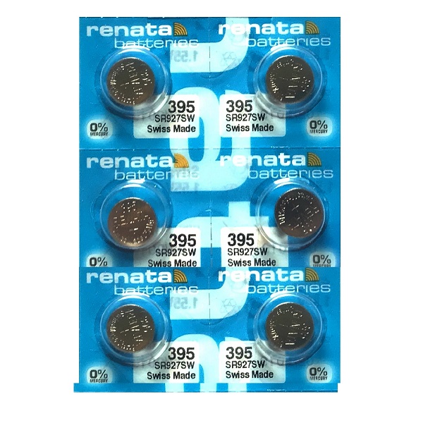 Renata 395 SR927SW SR57 SR927 Button Silver Oxide Battery (6 Pieces)