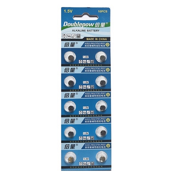 Doublepow AG0 SR521SW 379 Alkaline Button Battery (10 Pieces)