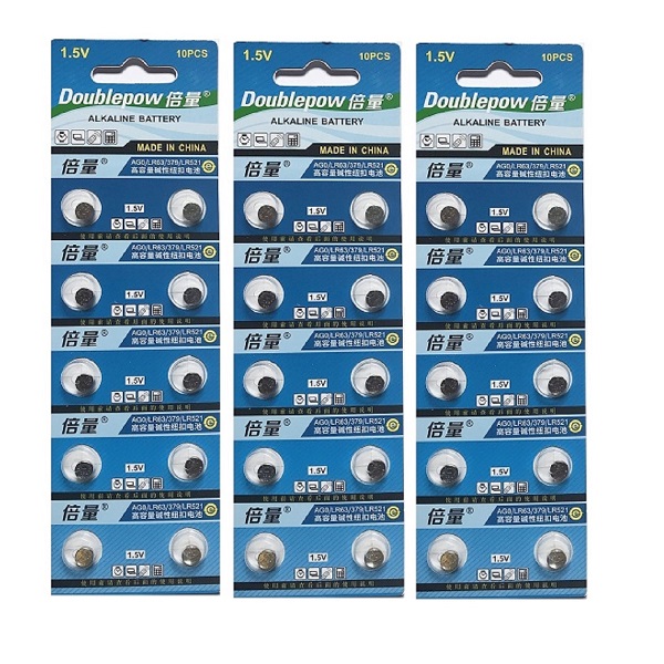 Doublepow AG3 SR41SW LR41 392 Alkaline Button Battery (30 Pieces)