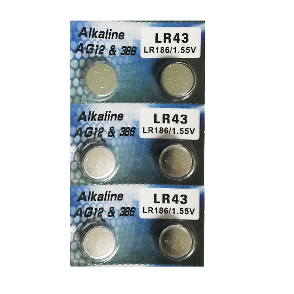 AG12 SR43SW LR43 186 GP86A 386 Button Alkaline Battery (6 Pieces)