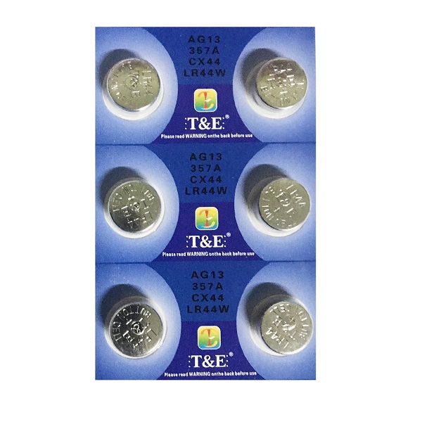 T&E AG13 SR44SW LR44 LR1154 357 Alkaline Button Battery (6 Pieces)