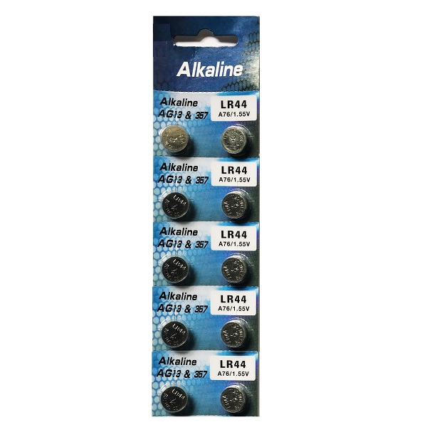 AG13 SR44SW LR44 A7a6 GP76A 357 Button Alkaline Battery (10 Pieces)