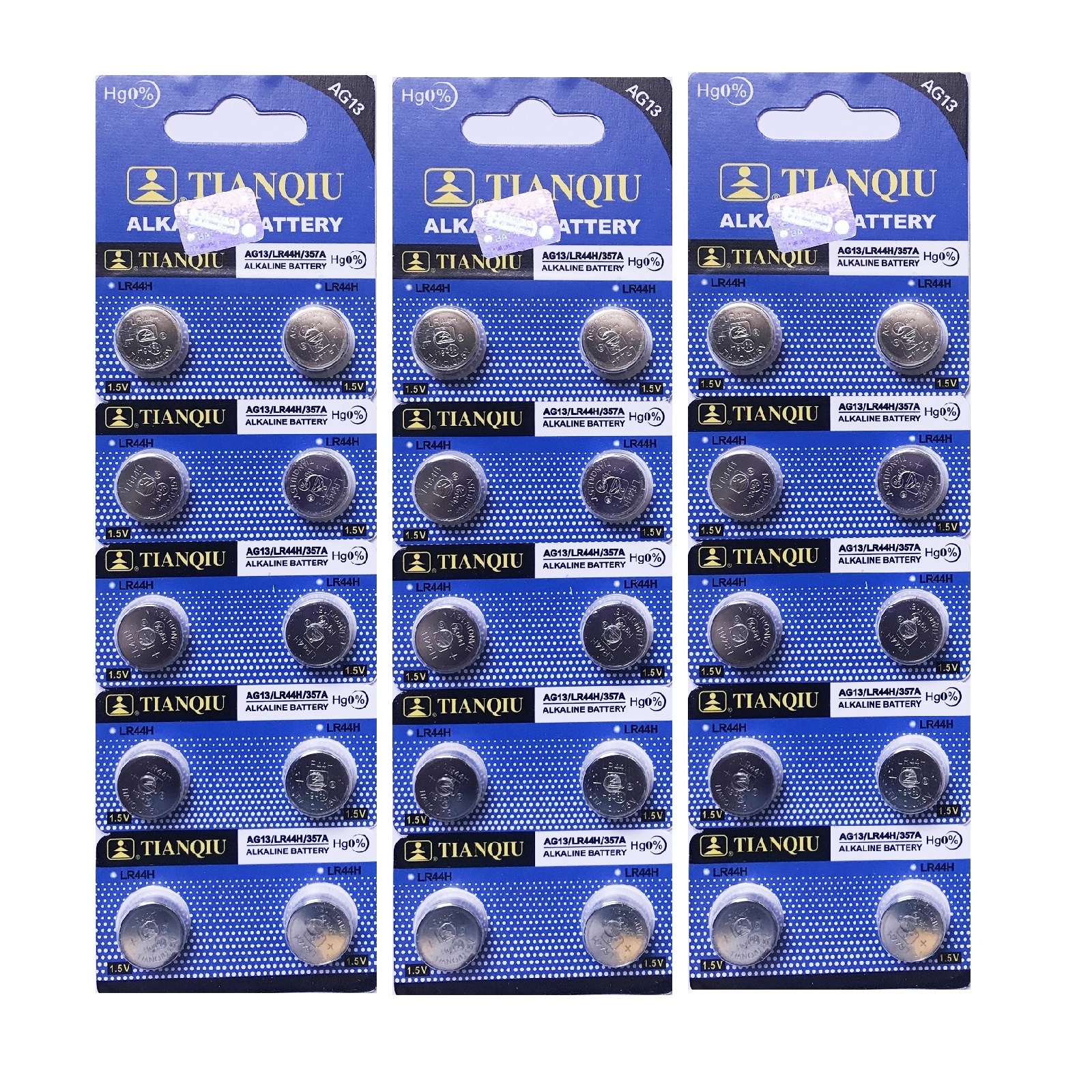 TIANQIU AG13 SR44SW LR44 357 Alkaline Button Battery (30 Pieces)