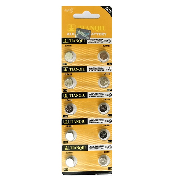 TIANQIU AG3 SR41SW LR41 392 Alkaline Button Battery (10 Pieces)