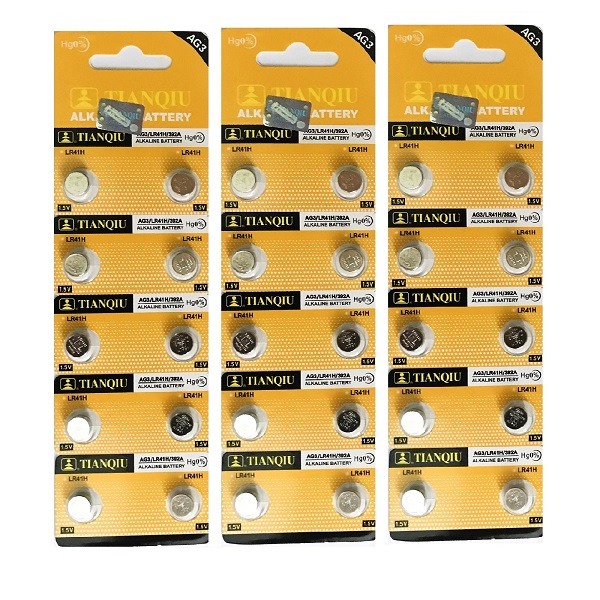 TIANQIU AG3 SR41SW LR41 392 Alkaline Button Battery (30 Pieces)