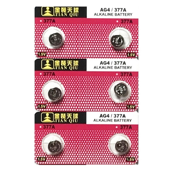 TIANQIU AG4 SR626SW LR626 177 GP77A 377 Button Alkaline Battery (6 Pieces)