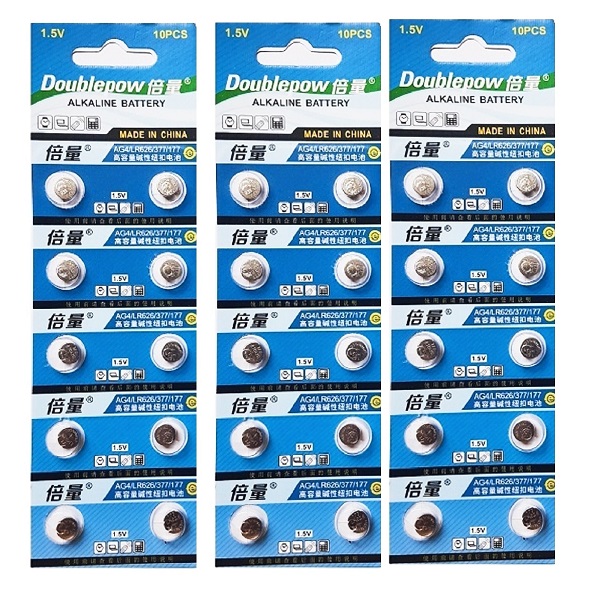 Doublepow AG4 SR626SW LR626 377 Button Alkaline Battery (30 Pieces)