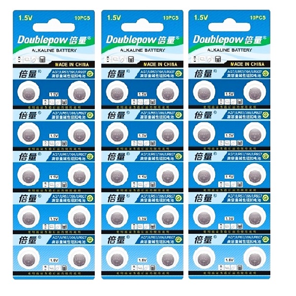 Doublepow AG7 SR927SW 395 Alkaline Button Battery (30 Pieces)