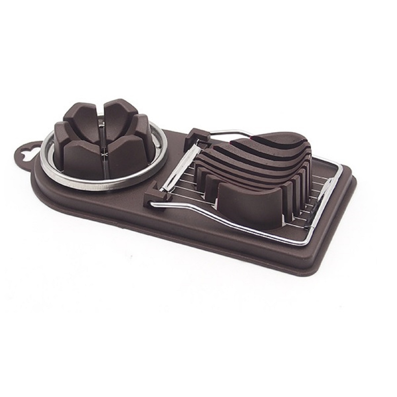 Dual Egg Slicer Stainless Steel Wire Dual Function Egg Dicer & Wedger (Brown)
