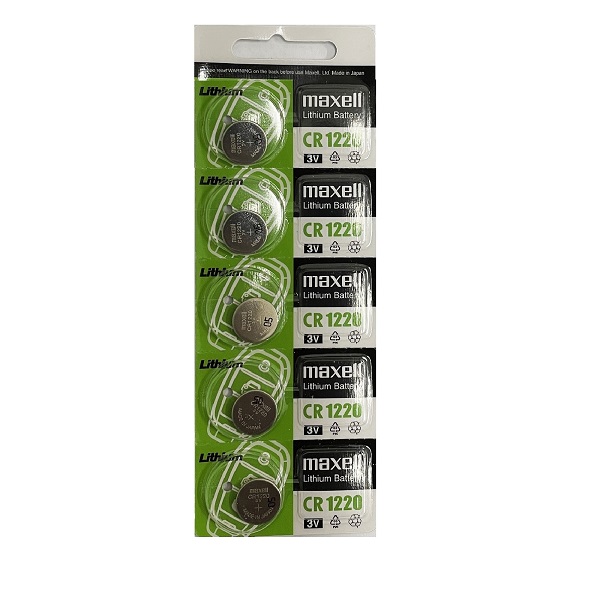 Maxell CR1220 Green Card Lithium Cell Button Battery (5 Pieces)