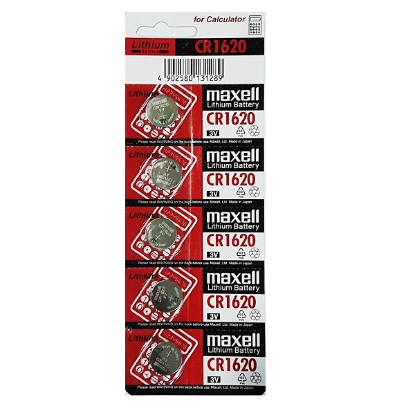 Maxell CR1620 Red Card Lithium Cell Button Battery (5 Pieces) 
