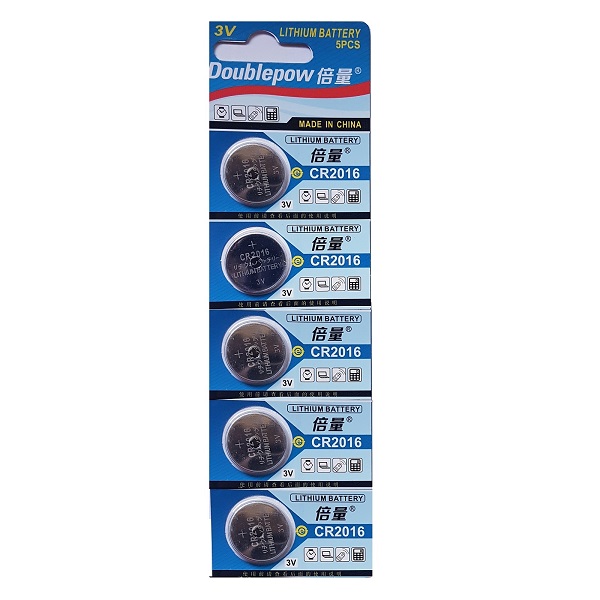 Doublepow CR2016 Lithium Cell Button Battery (5 Pieces)