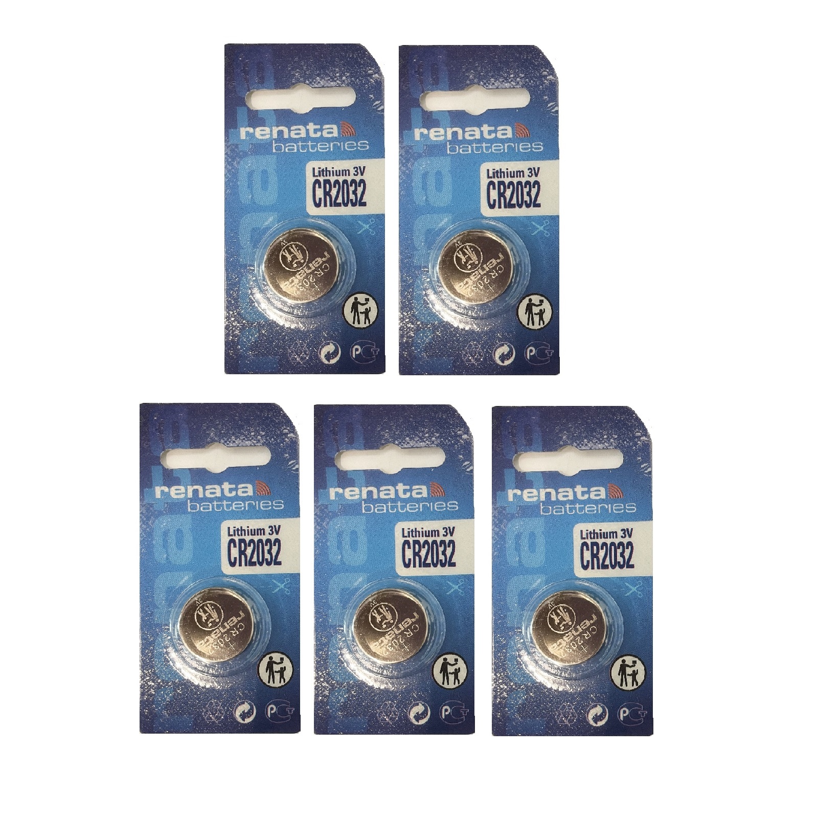 Renata CR2032 Lithium Cell Button Battery (5 Pieces) 