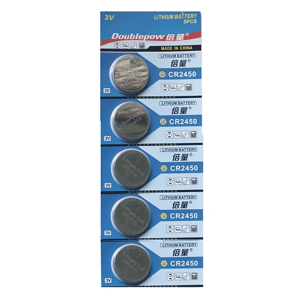 Doublepow CR2450 Lithium Cell Button Battery (5 Pieces)