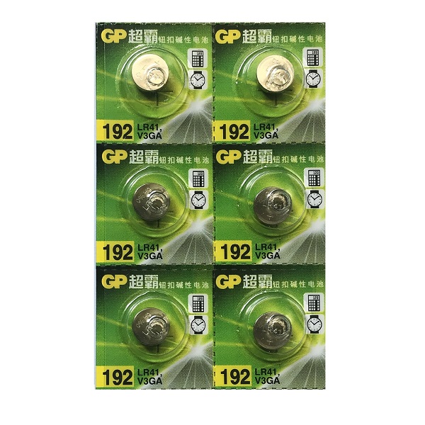 GP LR41 AG3 SR41SW 392 Alkaline Button Battery (6 Pieces)