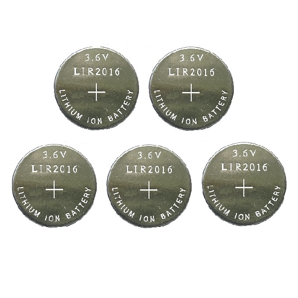 LIR2016 3.6V Rechargeable Lithium Cell Button Industrial Battery (5 Piecss)