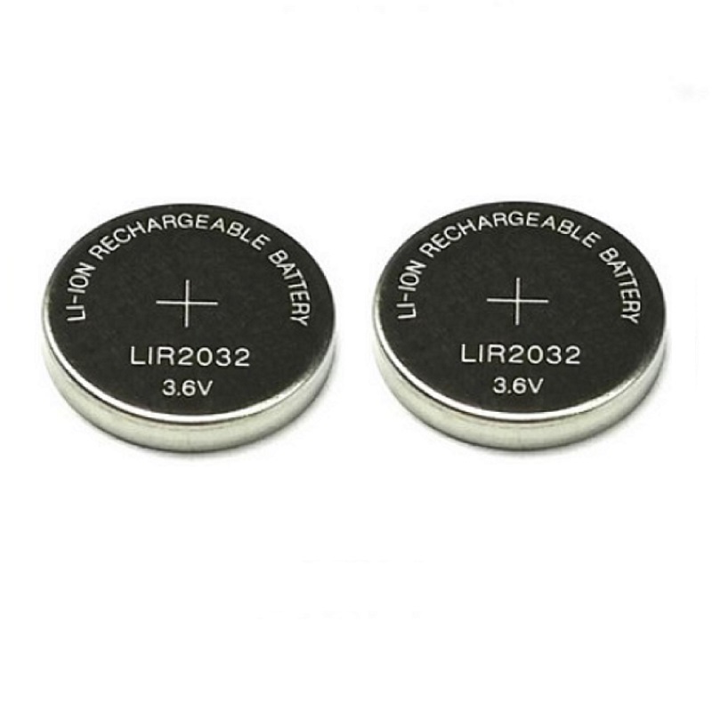 LIR2032 3.6V Rechargeable Lithium Cell Button Industrial Battery (2 Pieces)