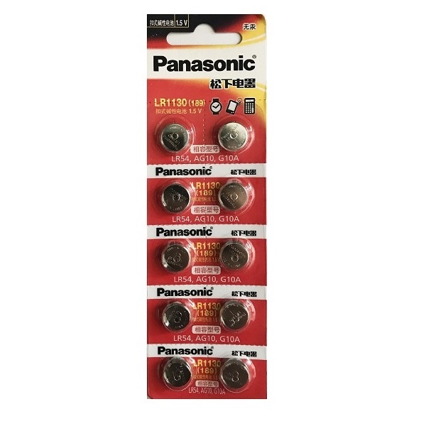 Panasonic LR1130 AG10 SR1130SW 389 Alkaline Button Battery (10 Pieces)