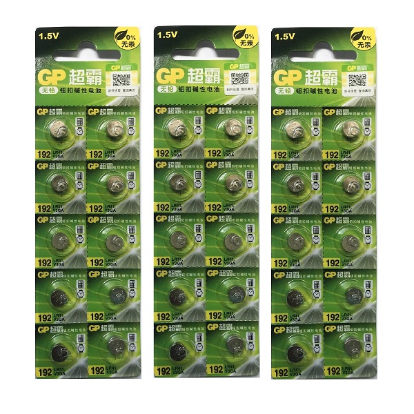 GP LR41 AG3 SR41SW 392 Alkaline Button Battery (30 Pieces)