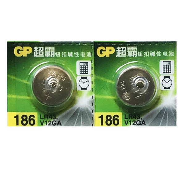 GP LR43 AG12 SR43SW 186 386 Alkaline Button Battery (2 Pieces)