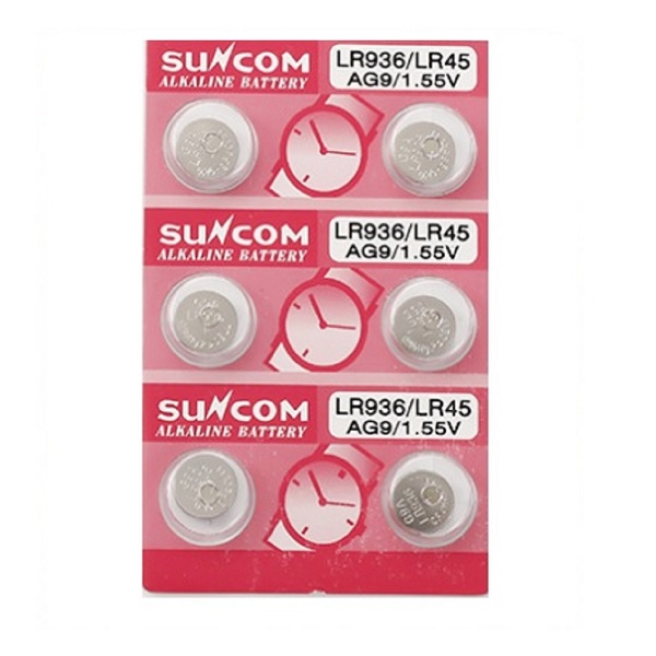 SUNCOM AG9 SR936SW LR936 LR45 394 Alkaline Button Battery (6 Pieces)