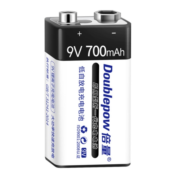 Doublepow 9V 6F22 700mAh LSD Lithium Rechargeable Battery (1 Piece)