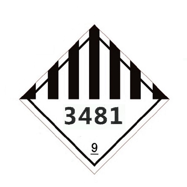IATA UN3481 DGR Hazard Class 9 Label 10x10cm (50 Pieces)