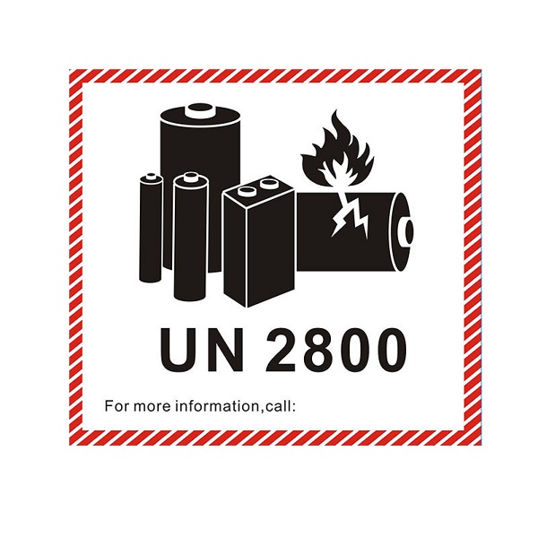 IATA UN2800 DGR Hazard Class 9 Label 12x11cm (50 Pieces)