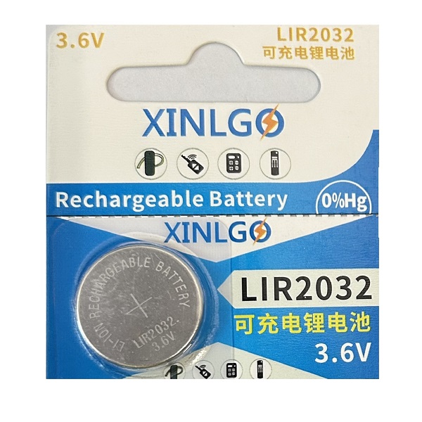 XINLGO LIR2032 3.6V Lithium Rechargeable Cell Button Battery (1 Piece)