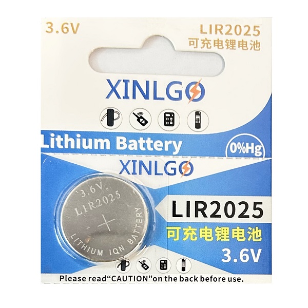 XINLGO LIR2025 3.6V Rechargeable Lithium Cell Button Battery (5 Pieces)