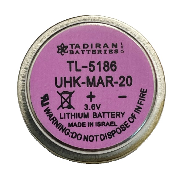 Tadiran TL-5186 3.6V Lithium Thionyl Chloride Li-SOCl2 Wafer 22.8mm Battery (1 Piece)
