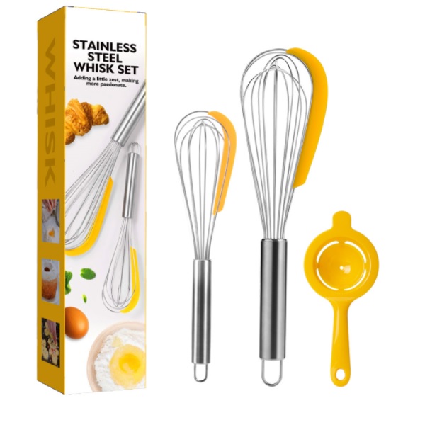 3 in 1 Stainless Steel Whisk Stirrer Egg Beater Foamer Whisk Tool