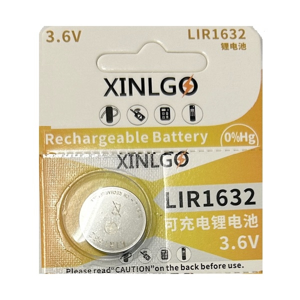 XINLGO LIR1632 3.6V Lithium Rechargeable Cell Button Battery (1 Piece)