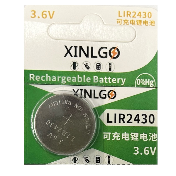 XINLGO LIR2430 3.6V Lithium Rechargeable Cell Button Battery (1 Piece)