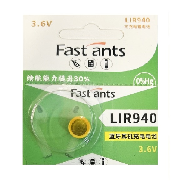 FASTANTS LIR940 3.6V TWS Bluetooth Headset Rechargeable Lithium Cell Button with Leg (1 Piece)