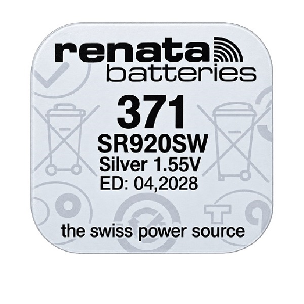 Renata 371 SR920SW SR69 AG6 L921 Silver Oxide Button Battery (1 Piece)