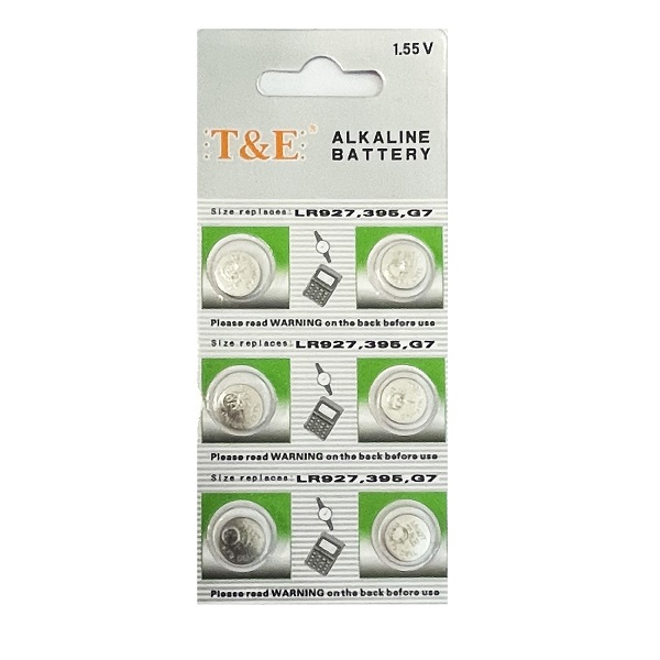 T&E AG7 SR927SW LR927 395 Alkaline Button Battery (6 Pieces)