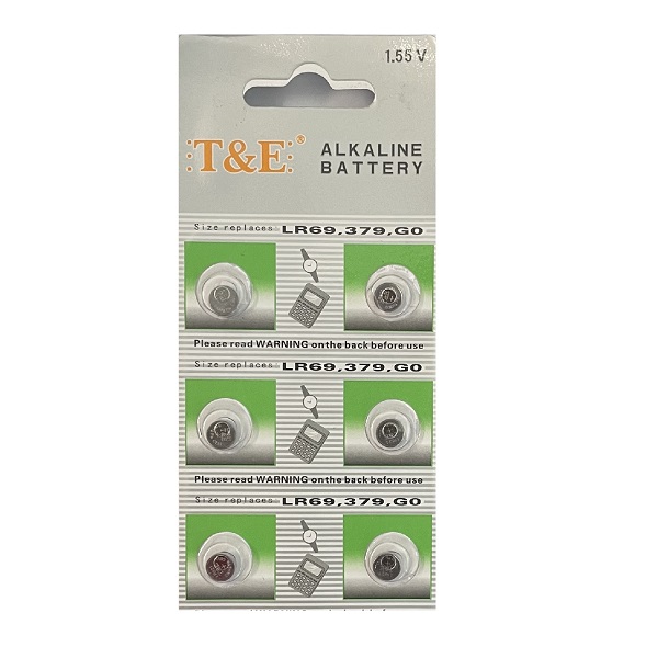 T&E AG0 SR521SW LR521 379 Alkaline Button Battery (6 Pieces)