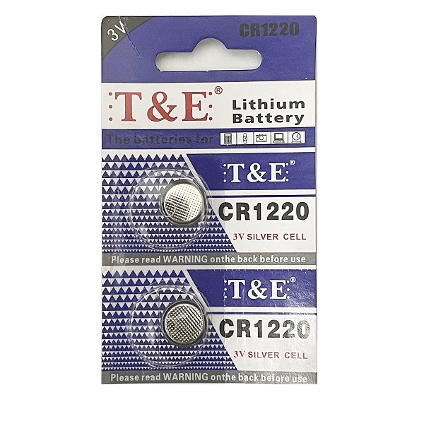 T&E CR1220 Lithium Cell Button Battery (2 Pieces)