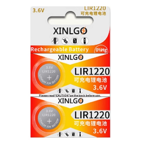 XINLGO LIR1220 3.6V Rechargeable Lithium-ion Cell Button Battery (2 Pieces)