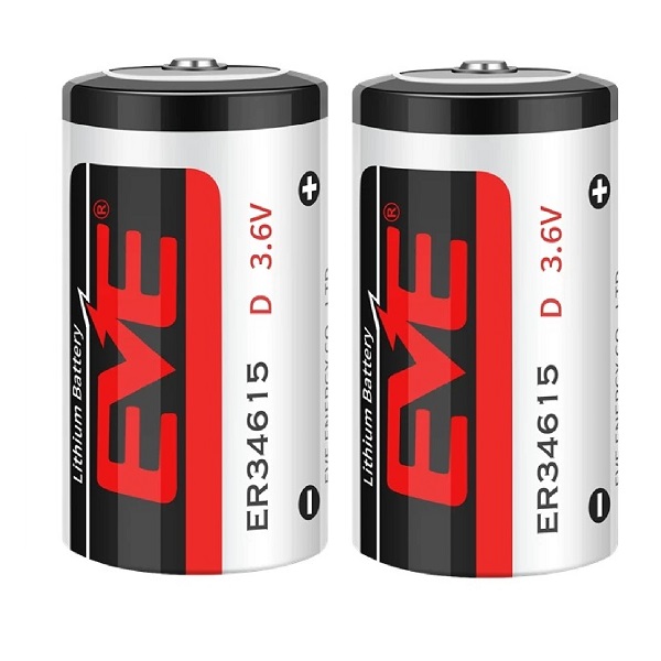 EVE ER34615 3.6V Type D Lithium Thionyl Chloride (Li-SOCl2) Cylindrical Battery (2 Pieces)
