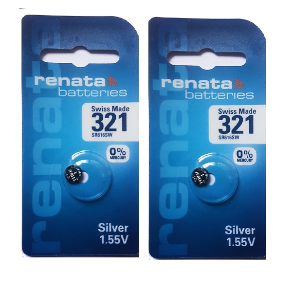 Renata 321 SR616SW Silver Oxide Button Battery Card Type (2 Pieces)