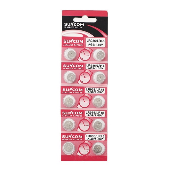 SUNCOM AG9 SR936SW LR936 LR45 394 Alkaline Button Battery (10 Pieces)