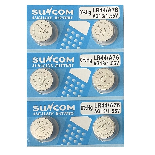 SUNCOM AG13 SR44SW LR44 LR1154 357 Alkaline Button Battery (6 Pieces)